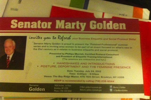The flyer advertising Senator Golden's event